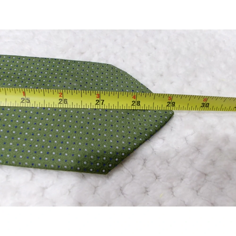 Tommy Hilfiger Mens 3.75x58 Necktie Green Geometric Pindot Silk Classic